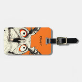 驚きのフクロウのイラスト ラゲッジタグ (正面横)