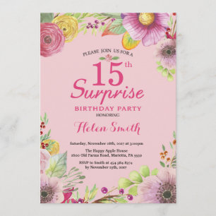 驚きのフローラ第15回女性誕生日招待状 招待状