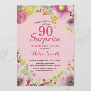 驚きのフローラ第90回誕生日招待状(女性用) 招待状