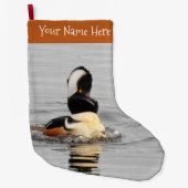 驚きのフード付きメルガンサーダック ラージクリスマスストッキング (正面)