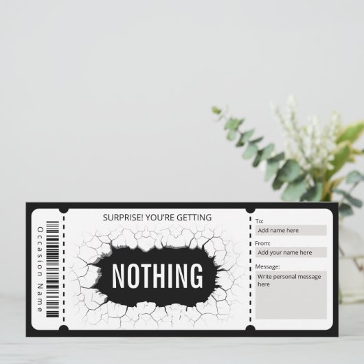 驚きの印刷可能ななしギフト証明書 招待状 (スタンド正面)