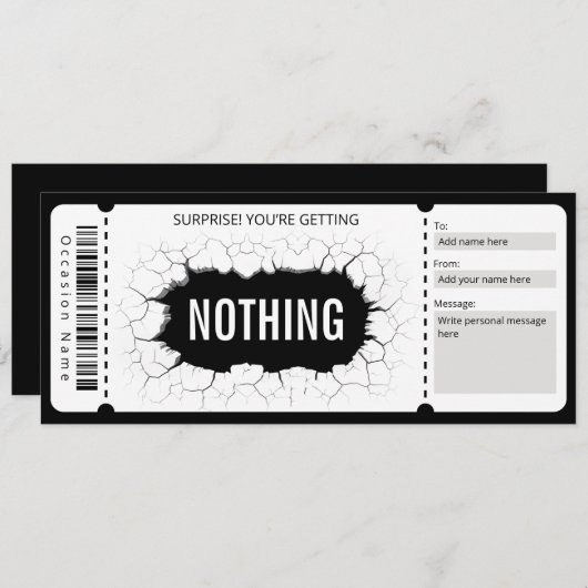 驚きの印刷可能ななしギフト証明書 招待状 (正面/裏面)