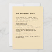 驚きの女性が新聞を読む 招待状 (裏面)