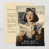 驚きの女性が新聞を読む 招待状 (正面/裏面)