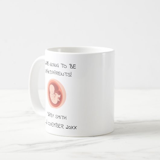 驚きの妊娠の発表おばあちゃんを明らかにする コーヒーマグカップ (正面左)
