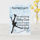 驚きの姿スケートで滑るコーチサンキューカード カード (黄色い花)