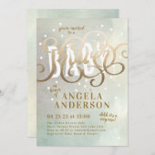 驚きの男の子ゴールドフォイル水の色ベビーシャワー 招待状 (正面/裏面)