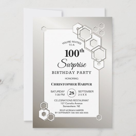 驚きの第100回幾何学銀の誕生日パーティー 招待状 (正面)