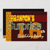 驚きの第16回誕生日金ゴールドとチョコレートスターズ 招待状 (正面/裏面)