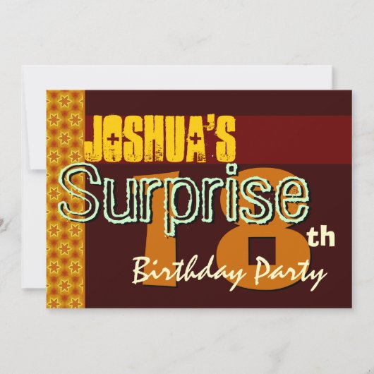 驚きの第18回誕生日金ゴールドとチョコレートスターズ 招待状 (正面)