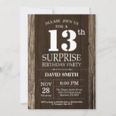 驚きの素朴な第13誕生日の招待状のヴィンテージ 招待状 (正面)