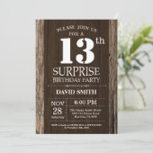 驚きの素朴な第13誕生日の招待状のヴィンテージ 招待状 (スタンド正面)