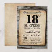 驚きの素朴な第18誕生日の招待状のヴィンテージ 招待状 (正面/裏面)
