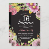 驚きの花柄の女性のための第16誕生日の招待状 招待状 (正面/裏面)