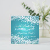 驚きの誕生会のきらめくな波のターコイズ 招待状 (スタンド正面)