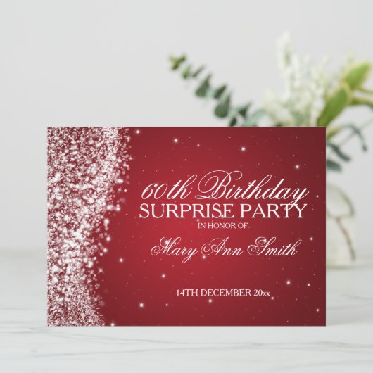 驚きの誕生会のきらめくな波の赤 招待状 (スタンド正面)