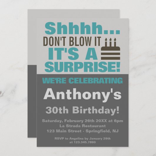 驚きの誕生日吹パーティーじゃない 招待状 (正面/裏面)