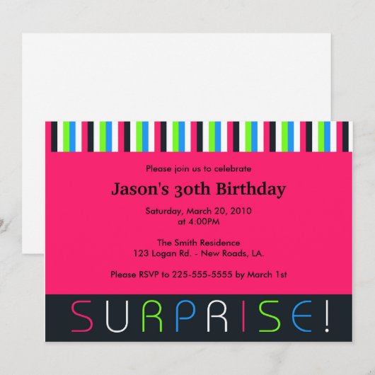 驚きの誕生日 招待状 (正面/裏面)