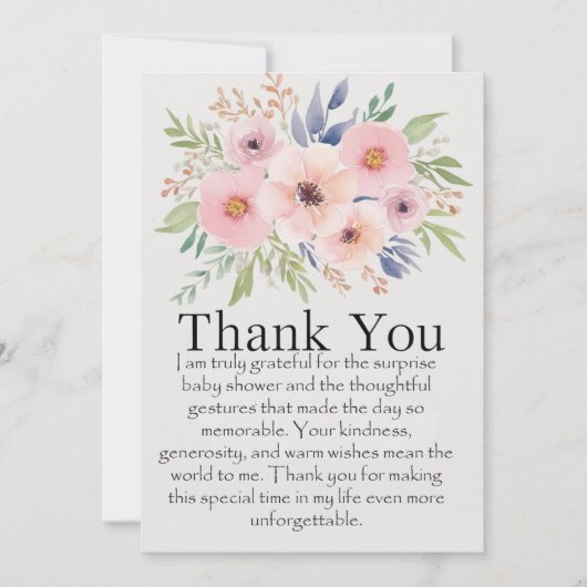 驚きの赤ちゃんシャワーありがとう。 招待状 (正面)