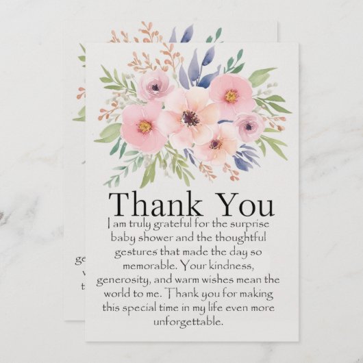 驚きの赤ちゃんシャワーありがとう。 招待状 (正面/裏面)