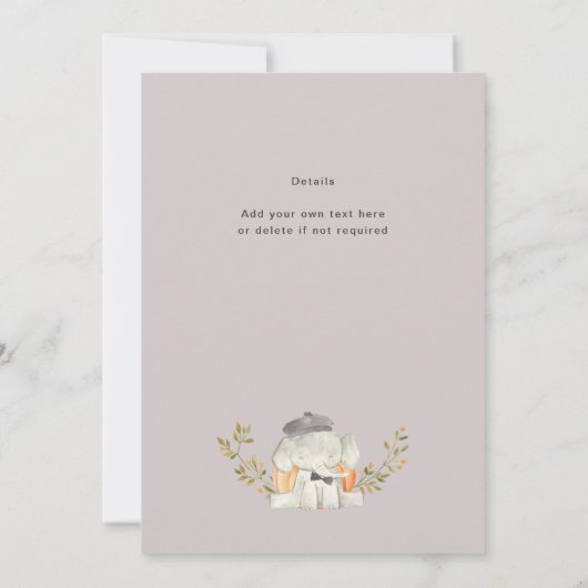 驚きの赤ちゃんシャワーボーイエレファントオータムカボチャ 招待状 (裏面)