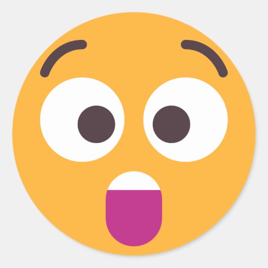驚きの顔かわいいおもしろい編集可能な色Emoji ラウンドシール (正面)