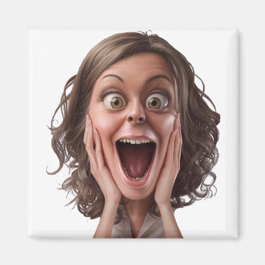 驚きの顔反応デザイン マグネット (正面)