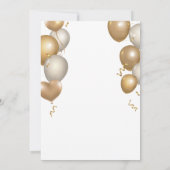 驚きの16誕生日白と金ゴールドバルーン 招待状 (裏面)