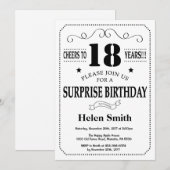 驚きの18歳誕生日招待状 黒と白 招待状 (正面/裏面)