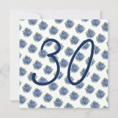 驚きの30歳の誕生日のパーティーブルーアジサイ 招待状 (裏面)