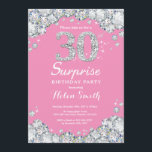 驚きの30th誕生日ピンクとシルバーダイヤモンド 招待状<br><div class="desc">サプライズ30th誕生日招待状。ピンクと銀のライン石ダイヤモンドチョークボードの背景。エレガント誕生日Bash招待状。白黒.大人誕生日。女性誕生日。男性誕生日。さらにカスタマイクリックズを行う場合はカスタマイズ、「IT」ボタンをクリックし、このテンプレートを変更するために当社のデザインツールを使用する。</div>