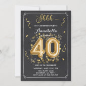 驚きの40歳の誕生日招待状金ゴールド 招待状 (正面)