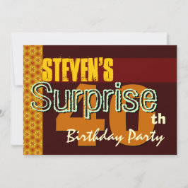 驚きの40歳の誕生日金ゴールドとチョコレートスターズ 招待状