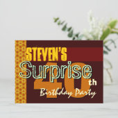 驚きの40歳の誕生日金ゴールドとチョコレートスターズ 招待状 (スタンド正面)