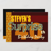 驚きの40歳の誕生日金ゴールドとチョコレートスターズ 招待状 (正面/裏面)