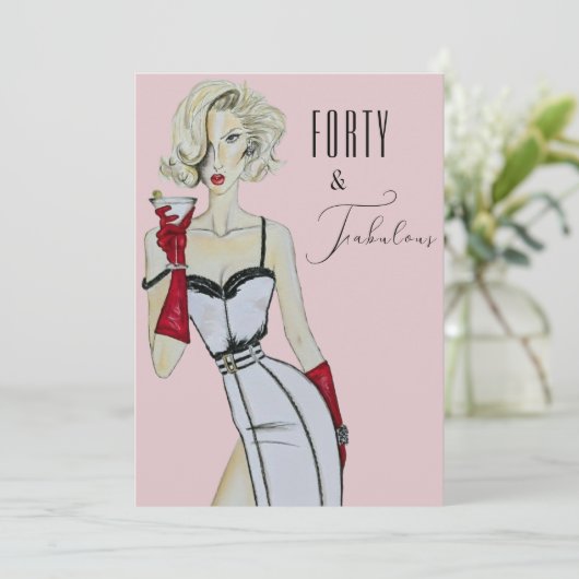 驚きの40歳の誕生日40歳と素晴らしいピンアップ 招待状 (スタンド正面)