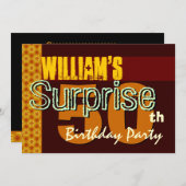 驚きの50人目の誕生日金ゴールドとチョコレートスターズ 招待状 (正面/裏面)