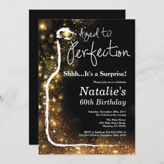 驚きの60誕生日ワインが完成度に優れた 招待状 (正面/裏面)