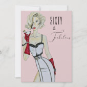 驚きの60誕生日60と素晴らしいピンアップ 招待状 (正面)