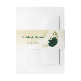 驚くべきエメラルドグリーンアイボリー金ゴールド結婚の花 招待状ベリーバンド