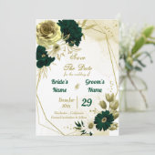 驚くべきエメラルドグリーンアイボリー金ゴールド花ジオメトリック セーブザデート (スタンド正面)