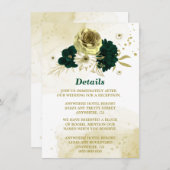 驚くべきエメラルドグリーンアイボリー金ゴールド花 エンクロージャーカード (正面/裏面)