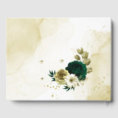 驚くべきエメラルドグリーンアイボリー金ゴールド花 ゲストブック (裏面)