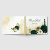 驚くべきエメラルドグリーンアイボリー金ゴールド花 ゲストブック (全面)