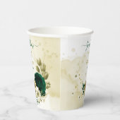 驚くべきエメラルドグリーンアイボリー金ゴールド花 紙コップ (右)