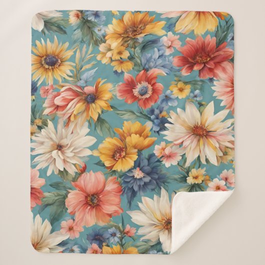 驚くべきエレガント優しい夏の花 シェルパブランケット (正面)