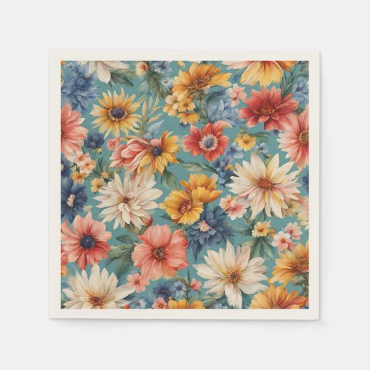 驚くべきエレガント優しい夏の花 スタンダードカクテルナプキン (正面)