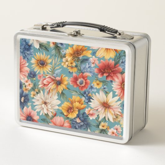 驚くべきエレガント優しい夏の花 メタルランチボックス (正面)