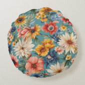 驚くべきエレガント優しい夏の花 ラウンドクッション (裏面)