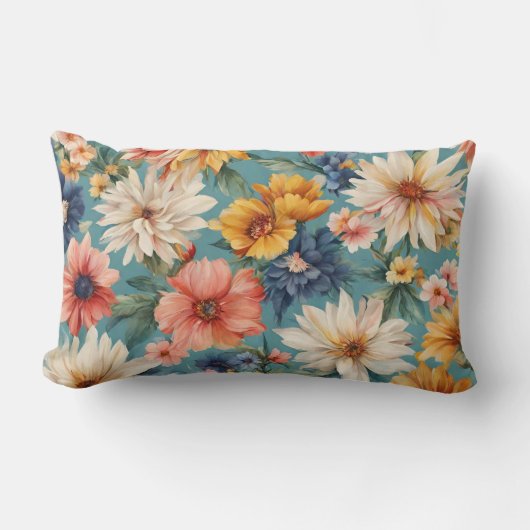驚くべきエレガント優しい夏の花 ランバークッション (正面)